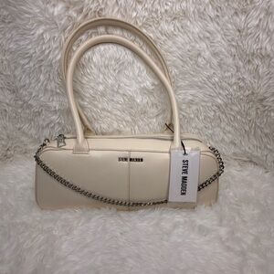 Steve Madden Vanilla BPOPLIN Shoulder Bag With Swag Chain